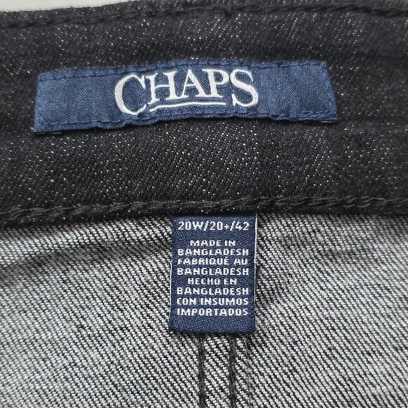 Chaps Denim Skirt Womens 20W Black Button Front Pockets Stretch Grunge Plus Size - Picture 3 of 15